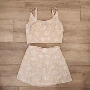 Beige Floral Skirt Set